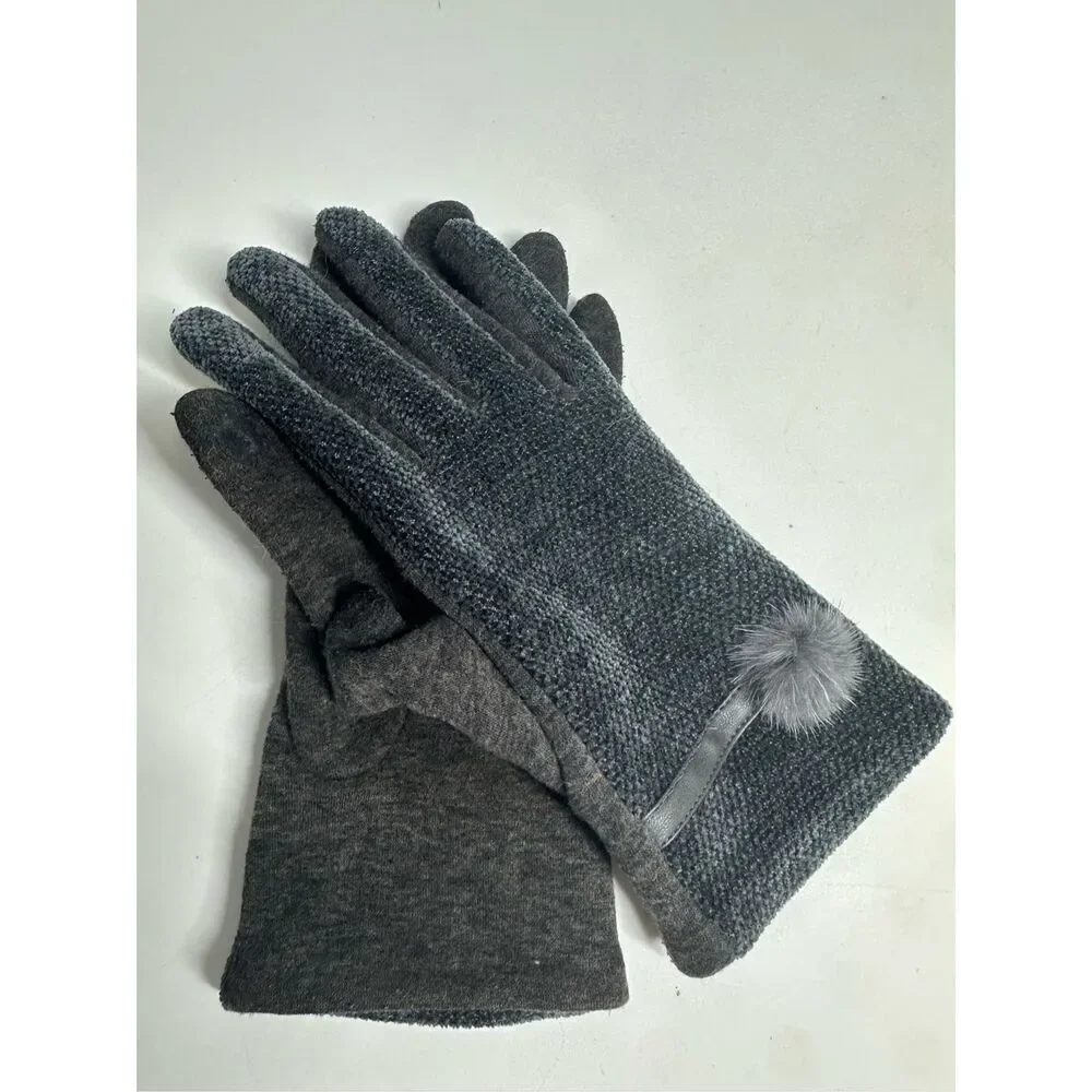 Elegant Women's Winter Thermal Gloves Matching Fur Ball Lined Size M See Notes